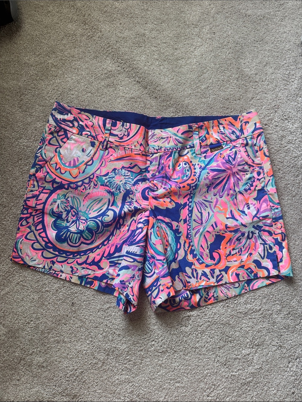 Lilly Pulitzer Neon Paisley Print Shorts in Pink & Blue